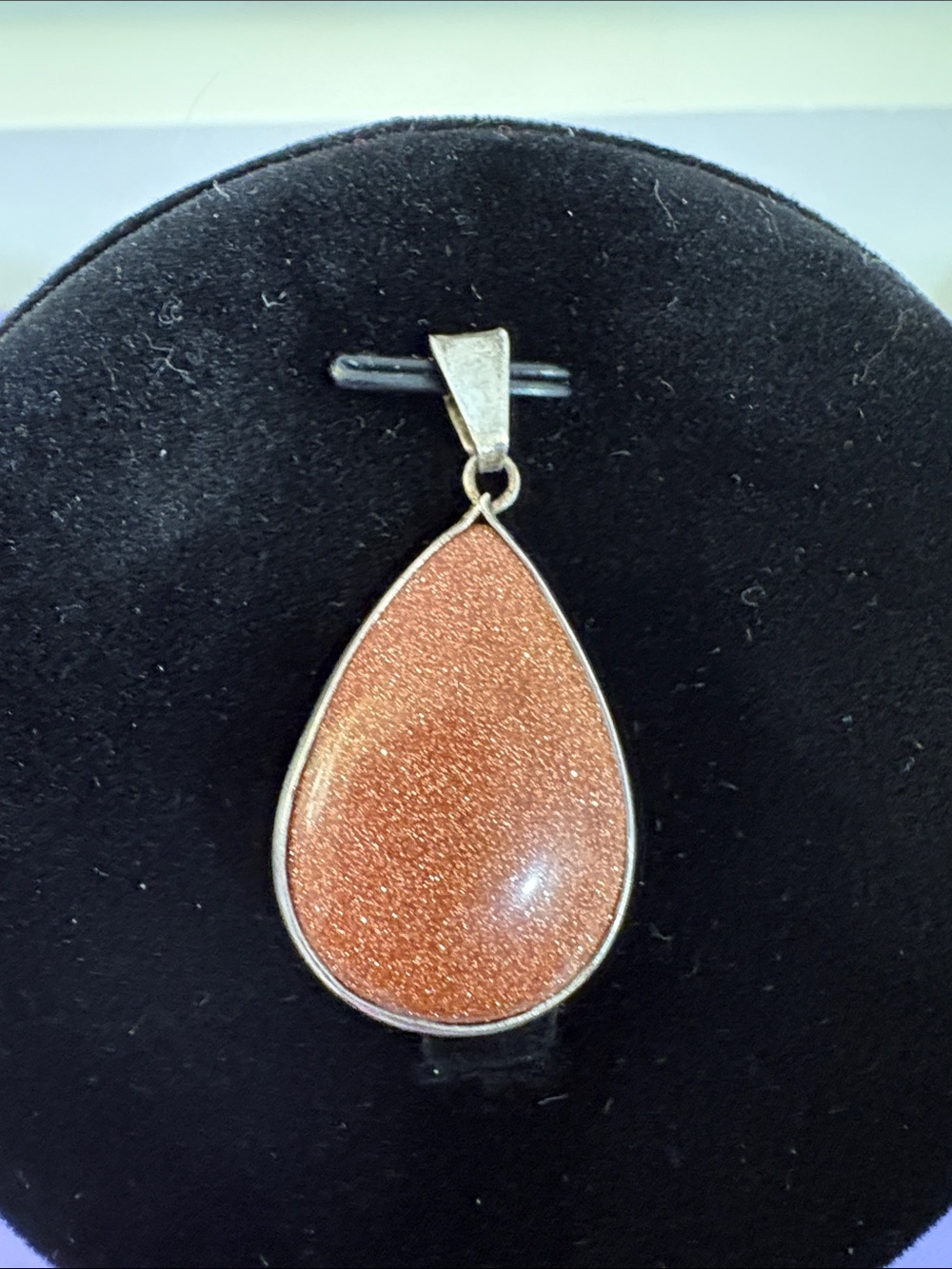 Colorado Sunstone Teardrop Pendant Necklace in Sterling Silver